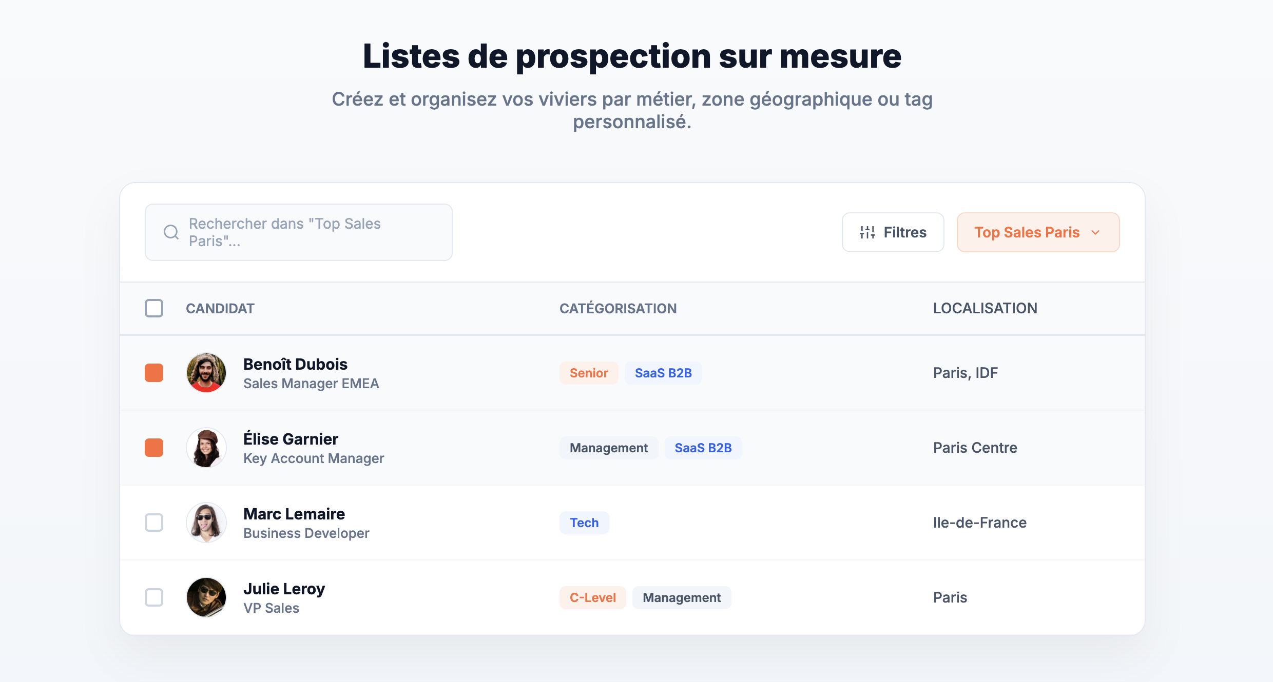 Listes de prospection ciblées pour cabinet de recrutement