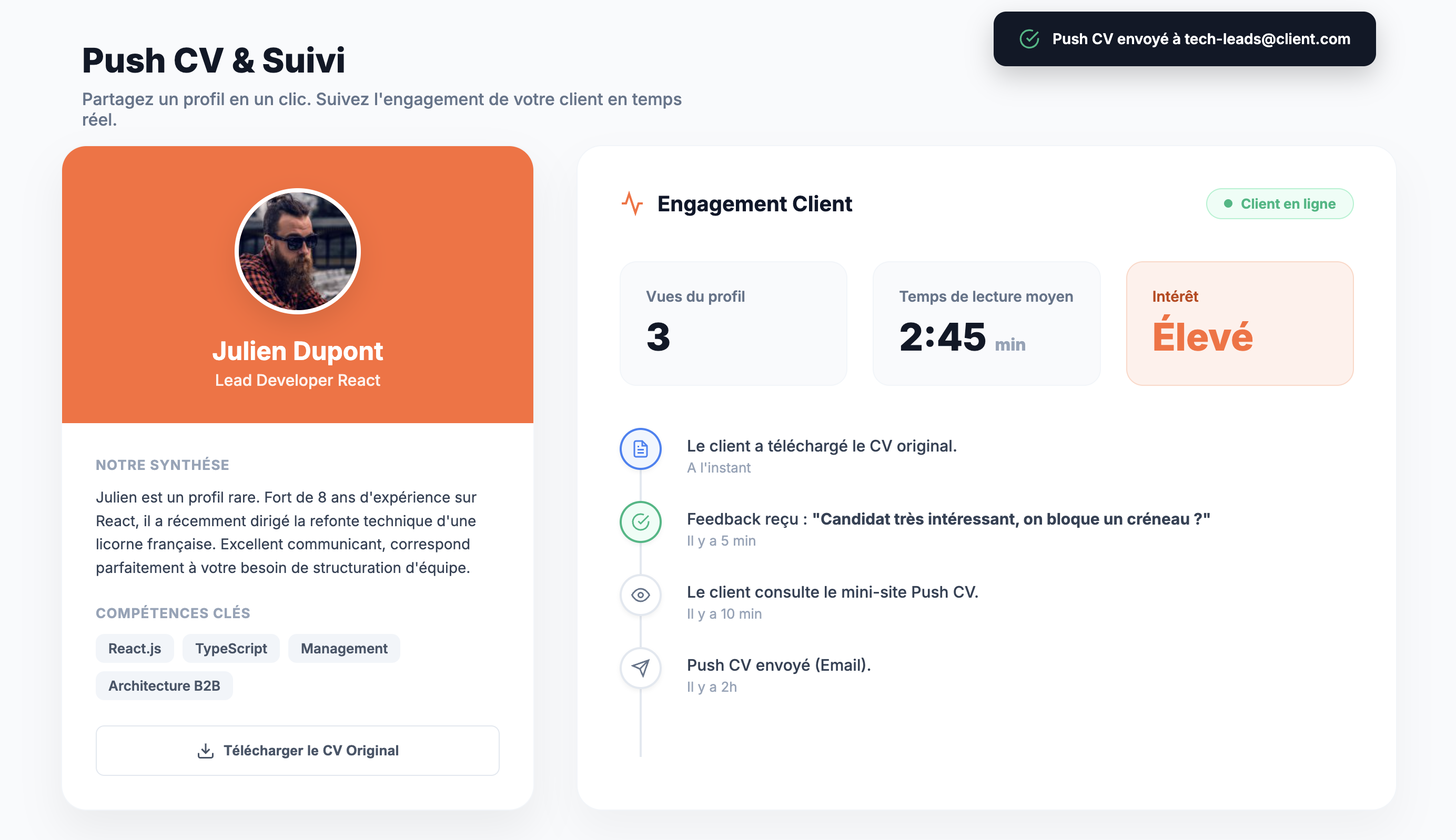 Envoi de CV formaté au client en 1 clic