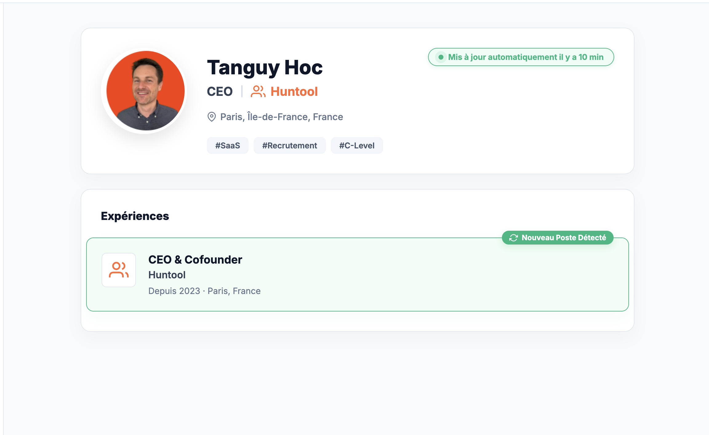 Mise à jour automatique du profil candidat