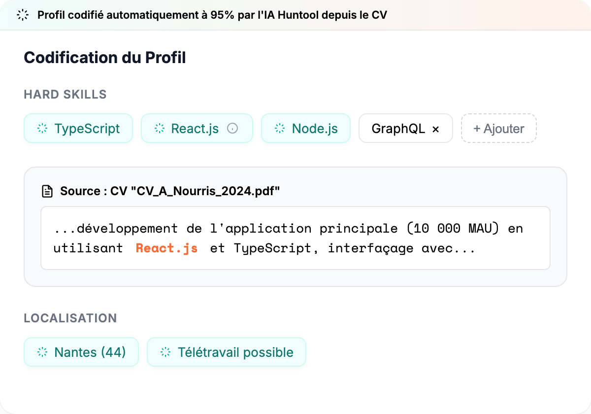 Codification et tags de compétences candidats par IA